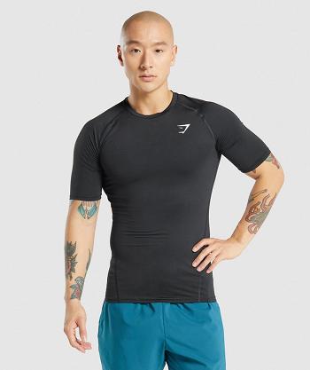 T Shirts Męskie Gymshark Element Baselayer Czarne | PL 3792JPQ